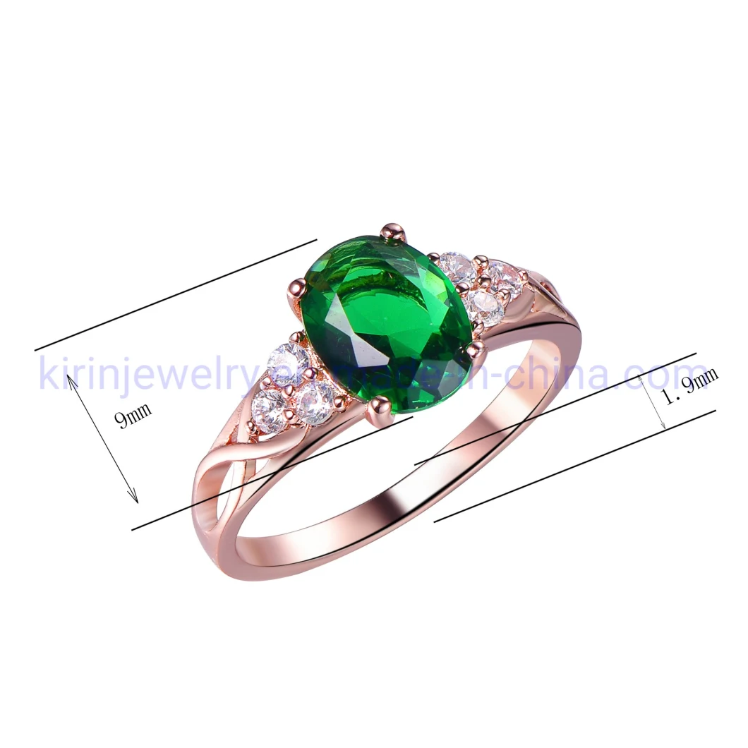 Anillo Fashion Design Rose Gold Diamond Engagement Wedding Rings Couple Engagement Moissanite Emerald Ring