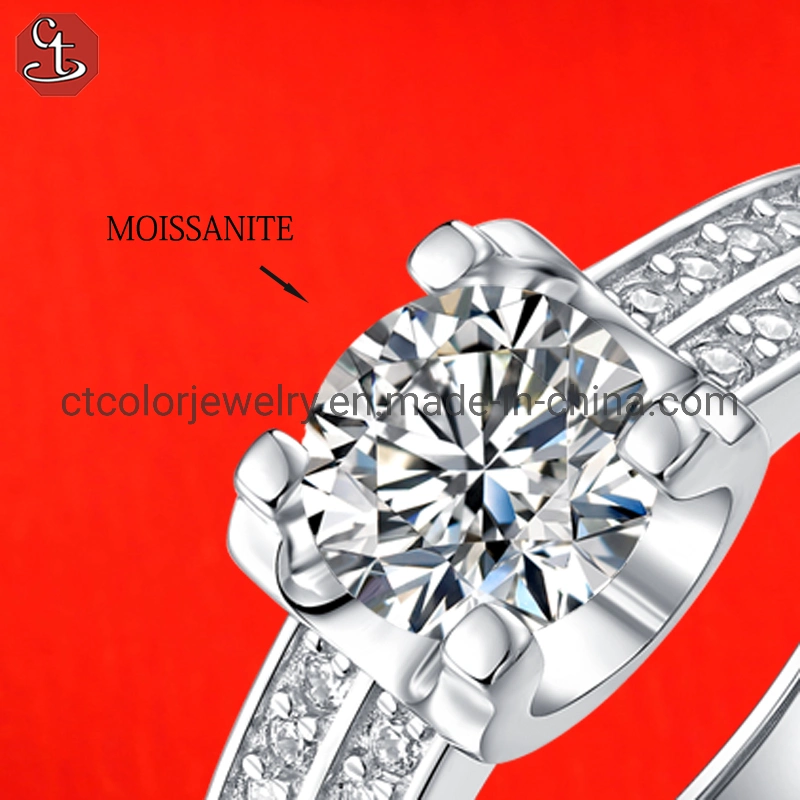 Trendy Jewelry Moissanite Diamond rings Silver Jewellery engagement ring for women