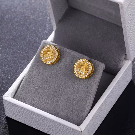 メンズ 高級ゴールド メッキ 925 スターリング シルバー モアッサナイト Vvs ダイヤモンド スタッド ピアス ODM OEM ODM